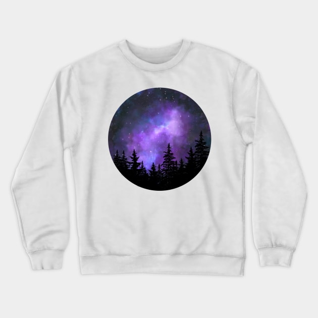 Purple galaxy Crewneck Sweatshirt by RosanneCreates